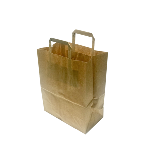 Saco de papel kraft c/ asa plana 22x29+10cm Pacote 50