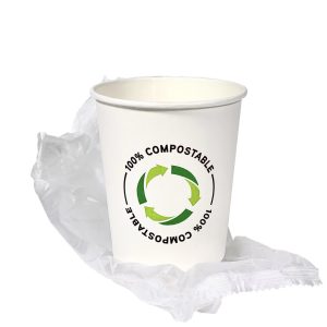 Copo Cartão Hotel 100% Compostável Embalado saco/ bio PLA 210ml (7OZ) Manga 100