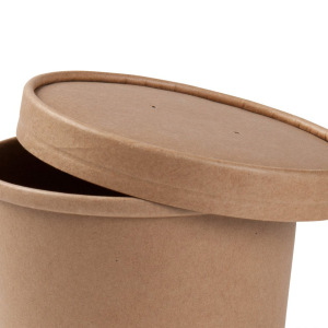 Caixa para Sopa de Cartão Kraft 360ml (12Oz) Pacote 25 Com Tampa