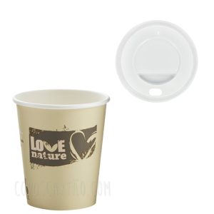 Copo Cartão Bebidas Quentes Biodegradável 192ml (6Oz) Manga 100 Sem Tampa