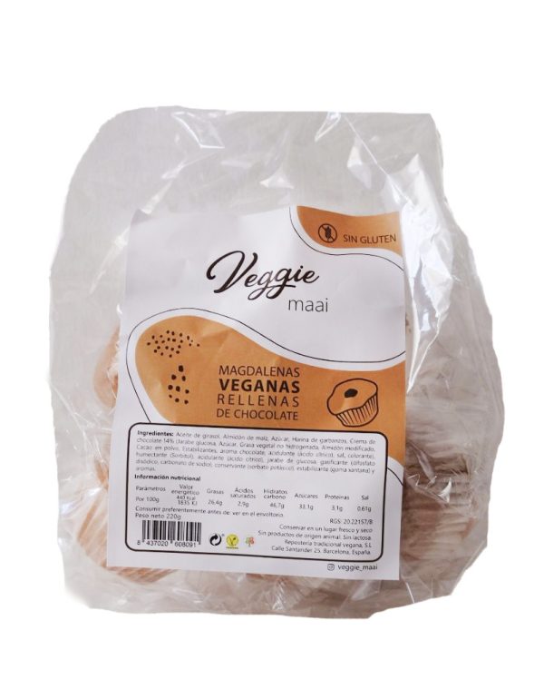 MAGDALENA RELLENA DE CHOCOLATE SIN GLUTEN - VEGANO 5x44g