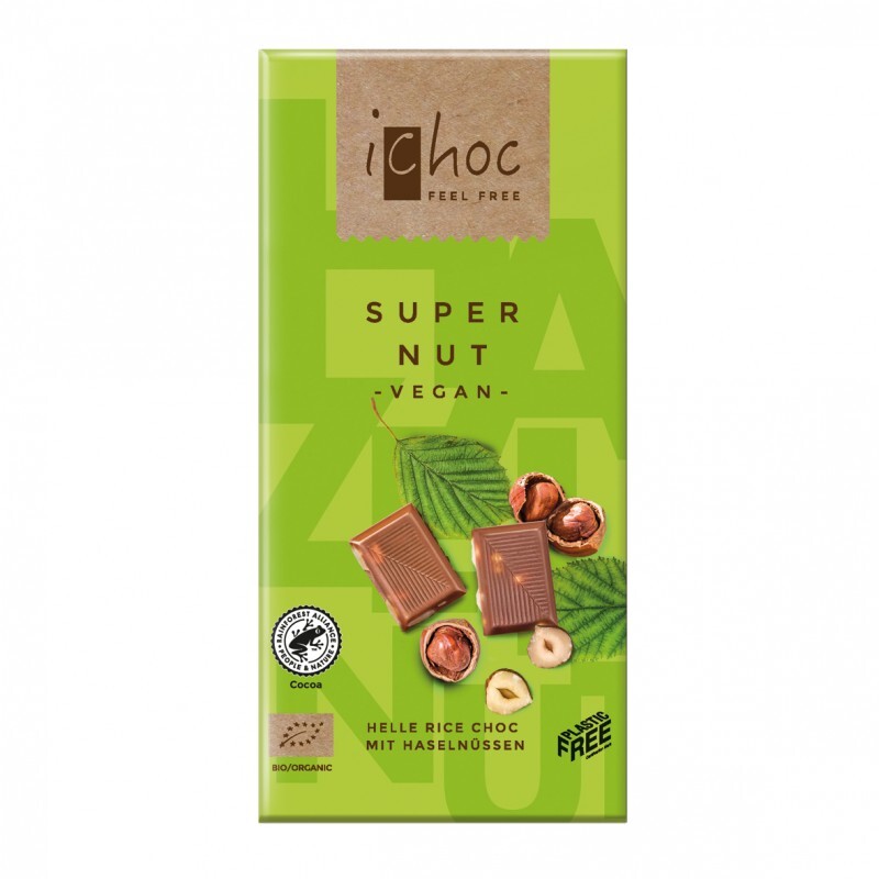 CHOCOLATE VEGANO BIO CON AVELLANAS 80 GR - iCHOC