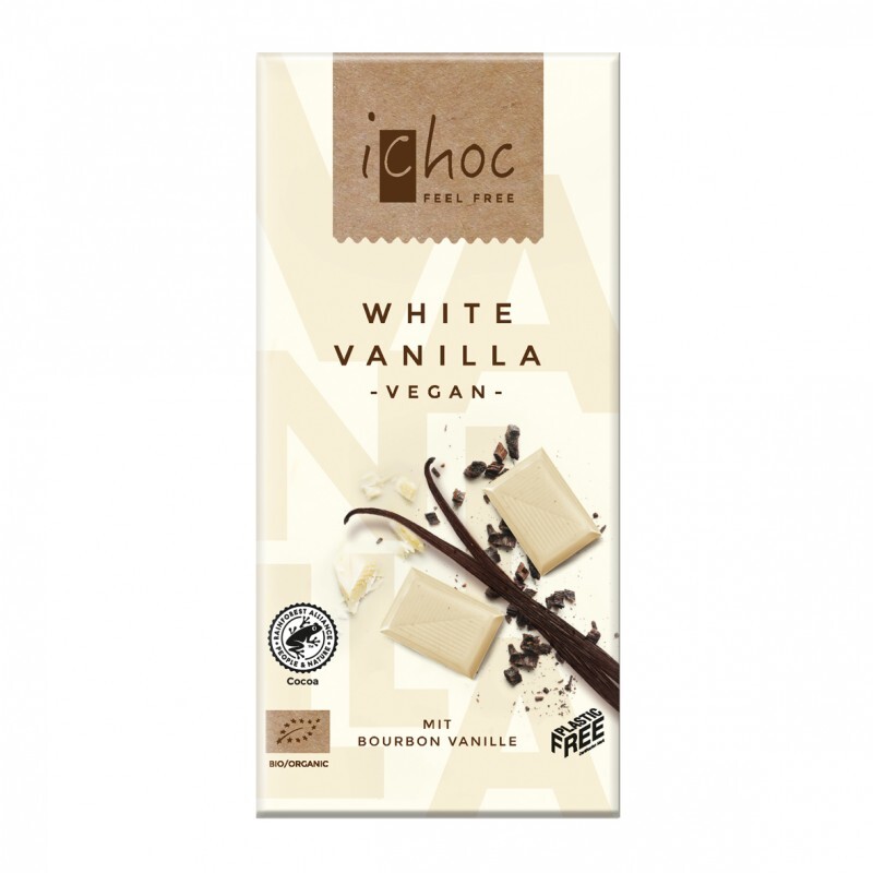 CHOCOLATE BLANCO VEGANO BIO CON VAINILLA BOURBON 80GR - iCHOC