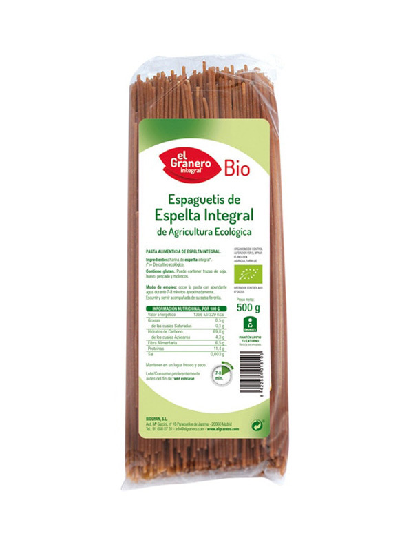 ESPAGUETIS DE TRIGO ESPELTA INTEGRAL BIO 500 g
