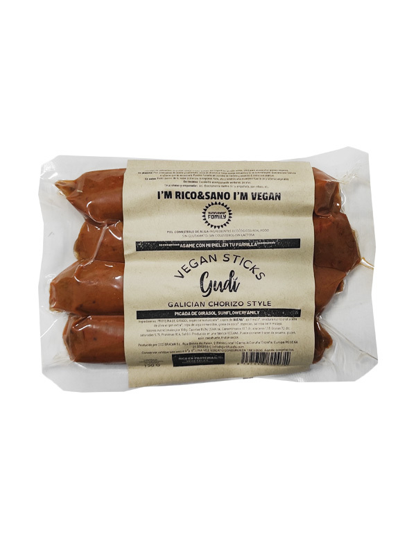 GUDI VEGAN STICKS CHORIZO GIRASOL 150G BIO