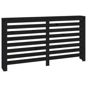 Cobertura de radiador 153x19x84 cm pinho maciço preto - 666047