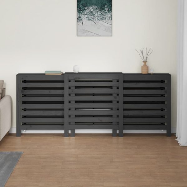 Cobertura de radiador 210x21x85 cm pinho maciço cinza - 666054 - Image 2