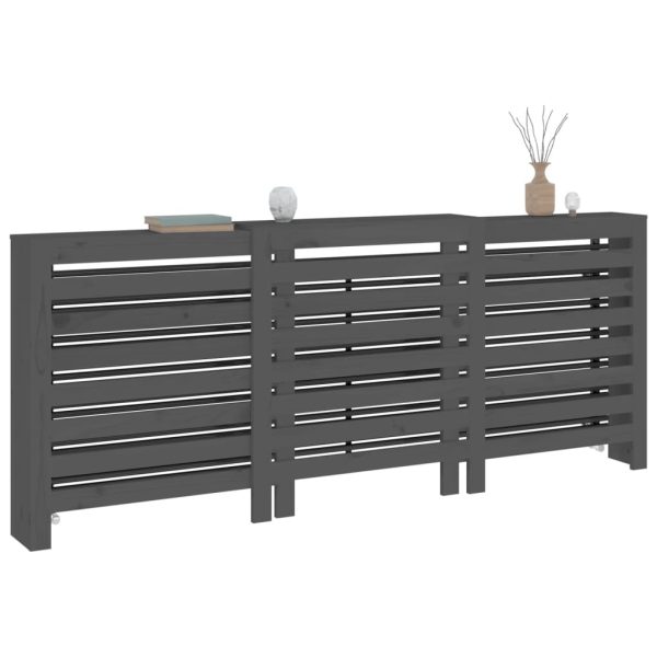 Cobertura de radiador 210x21x85 cm pinho maciço cinza - 666054 - Image 3