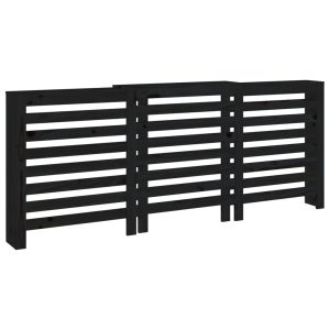Cobertura de radiador 210x21x85 cm pinho maciço preto - 666056