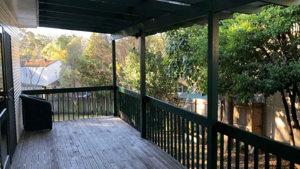 white deck railing