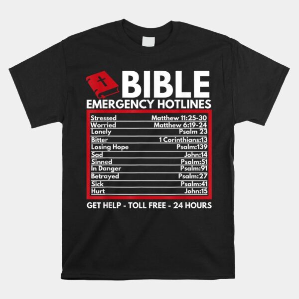 Bible Emergency Numbers Ã¢â‚¬â€œ Funny Christian Bible And Jesus Shirt