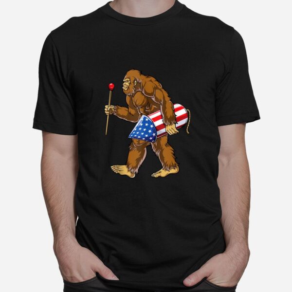 Bigfoot Fireworks Sasquatch American Flag Us Shirt