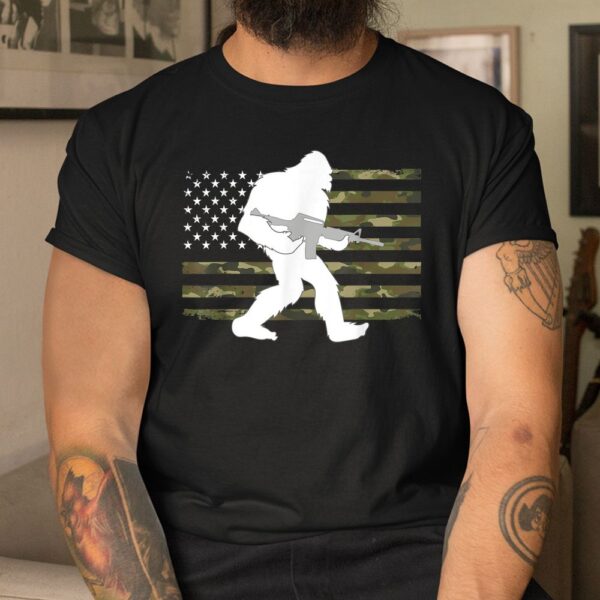 Bigfoot Gun Owner Camo Us American Flag Sasquatch Ar15 Rifle Shirt