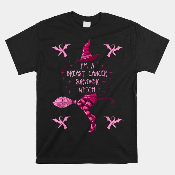 Breast Cancer Halloween Party Witch Pink Ribbon Survivor Shirt
