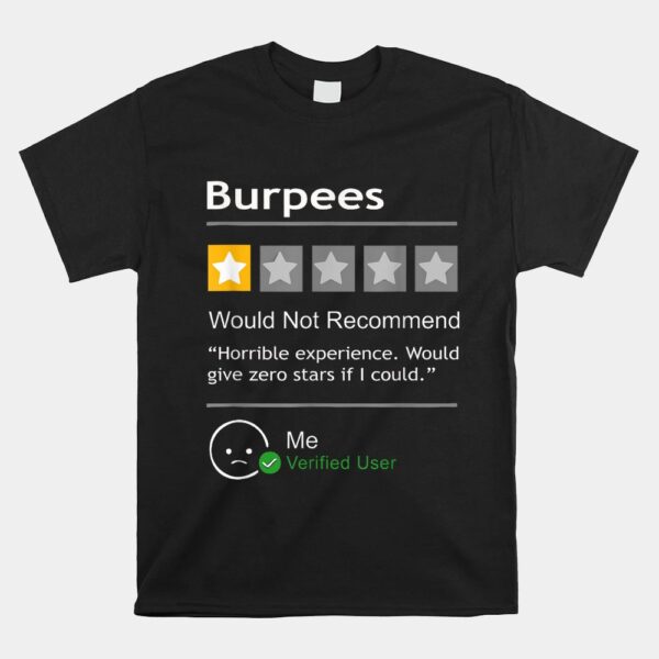 Burpees Would Not Recommend Funny Workout Shirt