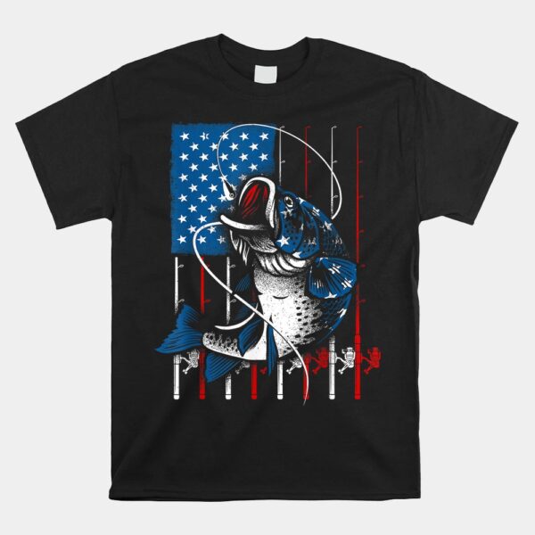 Cool Fishing American Flag Usa Fish Lover Shirt