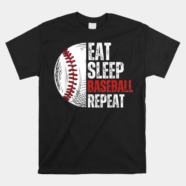 Eat Sleep Baseball Repeat Funny Baseball Players Shirt