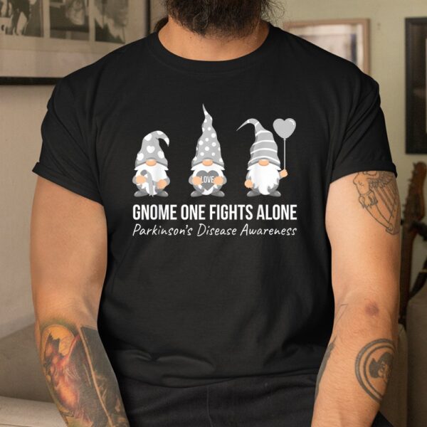 Gnome One Fights Alone Shirt Parkinsons Awareness Ribbon Shirt