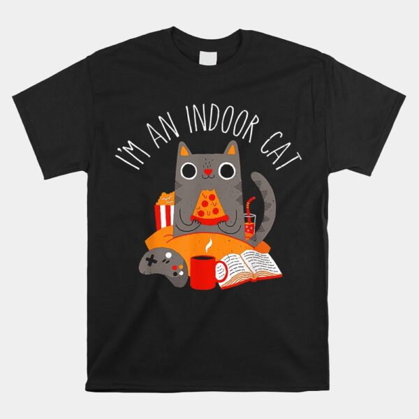 IÃ¢â‚¬â„¢m An Indoor Cat Funny Reading Coffee Gaming Cat Shirt