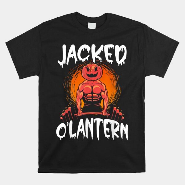Jacked O Lantern Halloween Weightlifting Muscle Workout Shirt