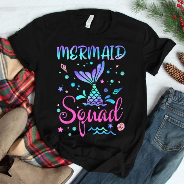 Mermaid Squad Of The Birthday Mermaid Tail Family Matching Shirt
