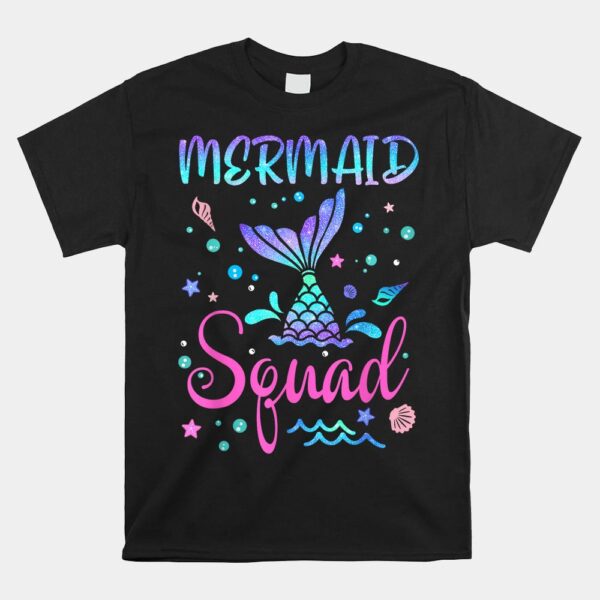 Mermaid Squad Of The Birthday Mermaid Tail Family Matching Shirt