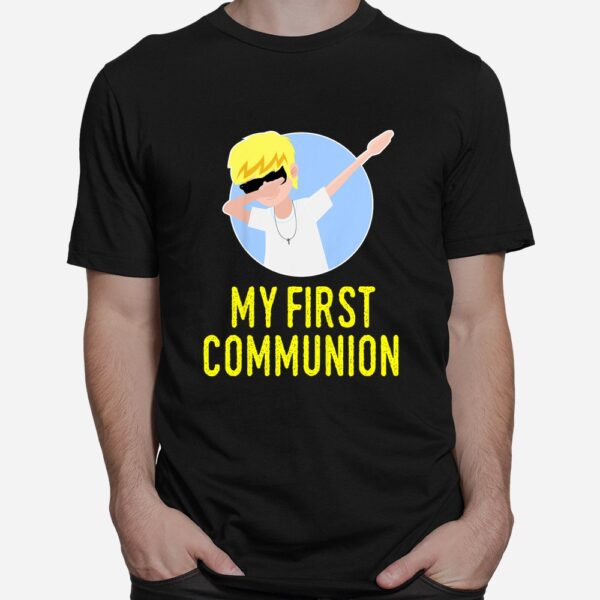 My First Holy Communion For Boys Clothes Dabbing Blonde 1st Shirt
