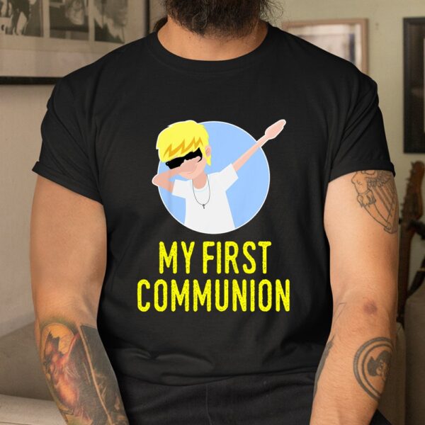My First Holy Communion For Boys Clothes Dabbing Blonde 1st Shirt