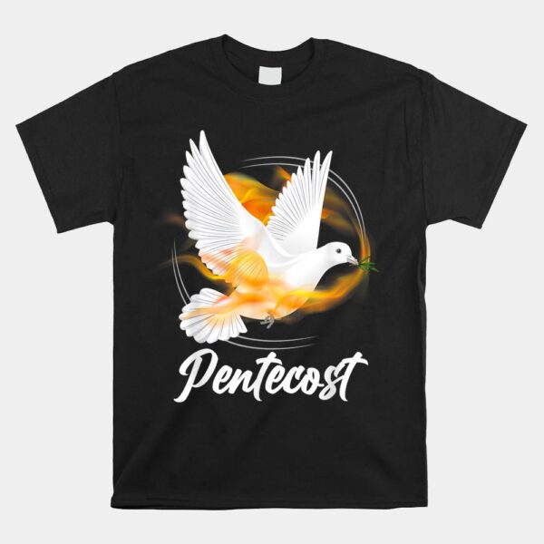 Pentecost Doves Tongues Fire Flame Holy Spirit Catholic Shirt