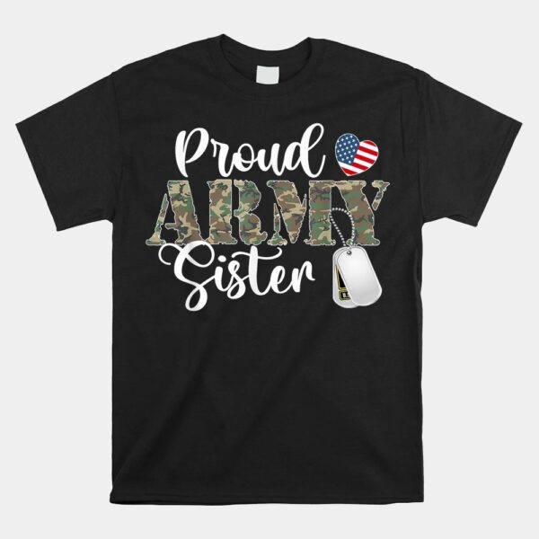 Proud Army Sister Matching Family Camoun Pattern Matching Shirt