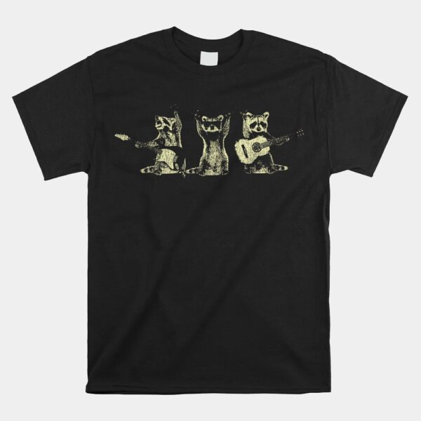 Raccoon Music Band Electric Acoustic Guitar Racoons Shirt