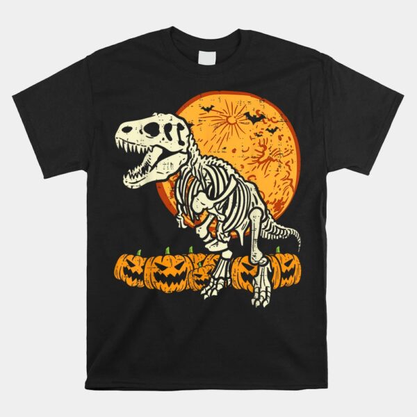 Skeleton Dinosaur Trex Dino Pumpkins Moon Shirt