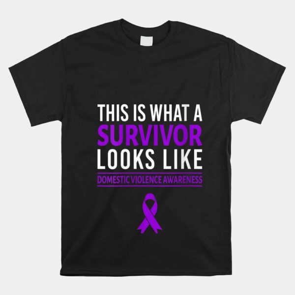 Survivor Domestic Violence Awareness Purple Ribbon Support Shirt
