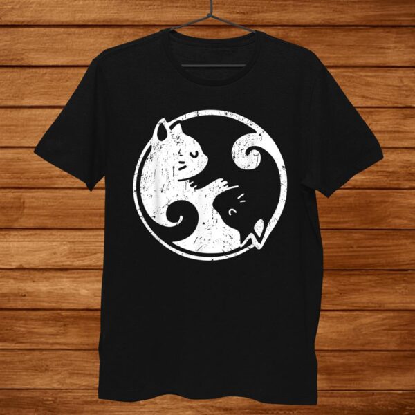 Yin Yang Cats Cute Kawaii Cat Lover Yoga Shirt