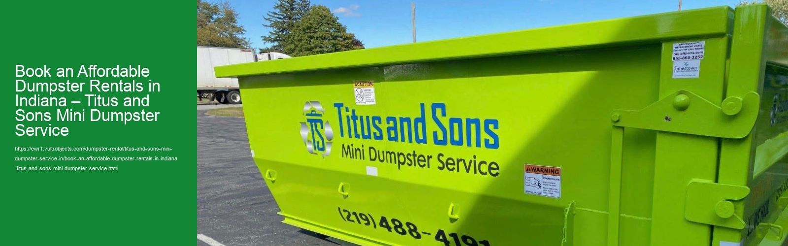 Book an Affordable Dumpster Rentals in Indiana – Titus and Sons Mini Dumpster Service