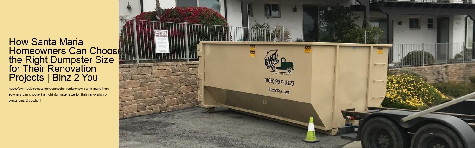 How Santa Maria Homeowners Can Choose the Right Dumpster Size for Their Renovation Projects | Binz 2 You