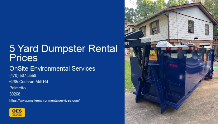 5 Yard Dumpster Rental Prices