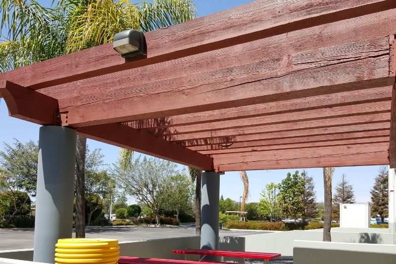 pergola with built in seating