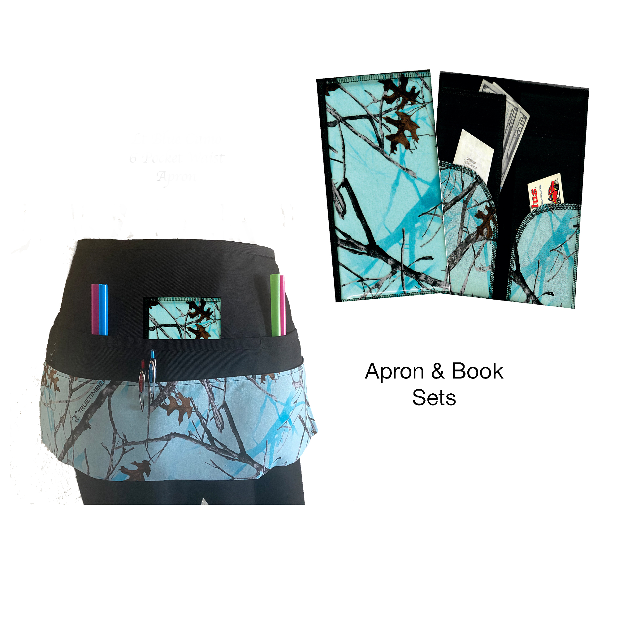 Camo Light Blue Book & Apron Set