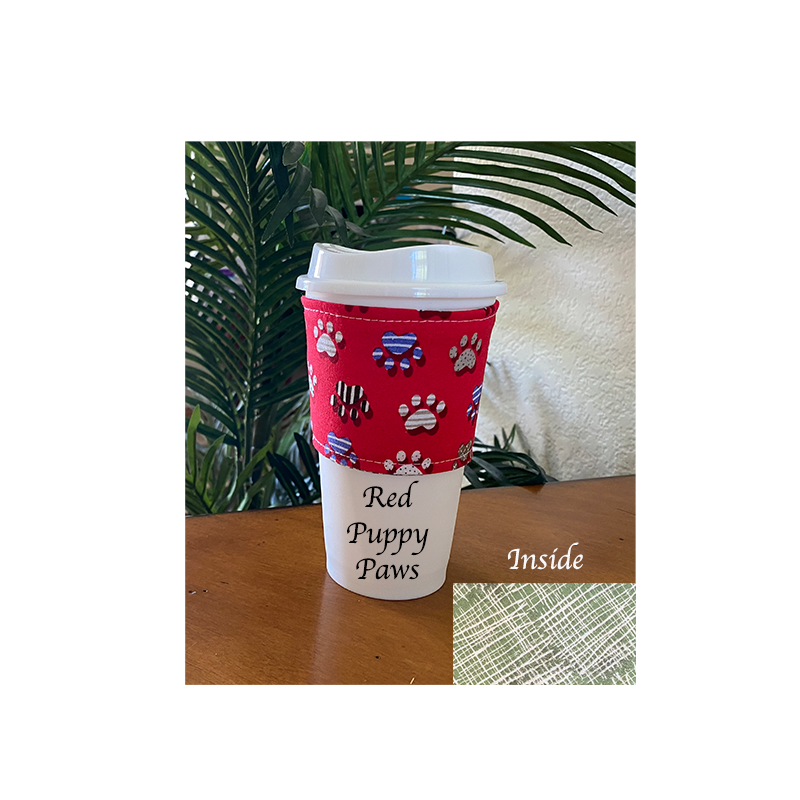 Red Puppy Paws Coffee Cozy