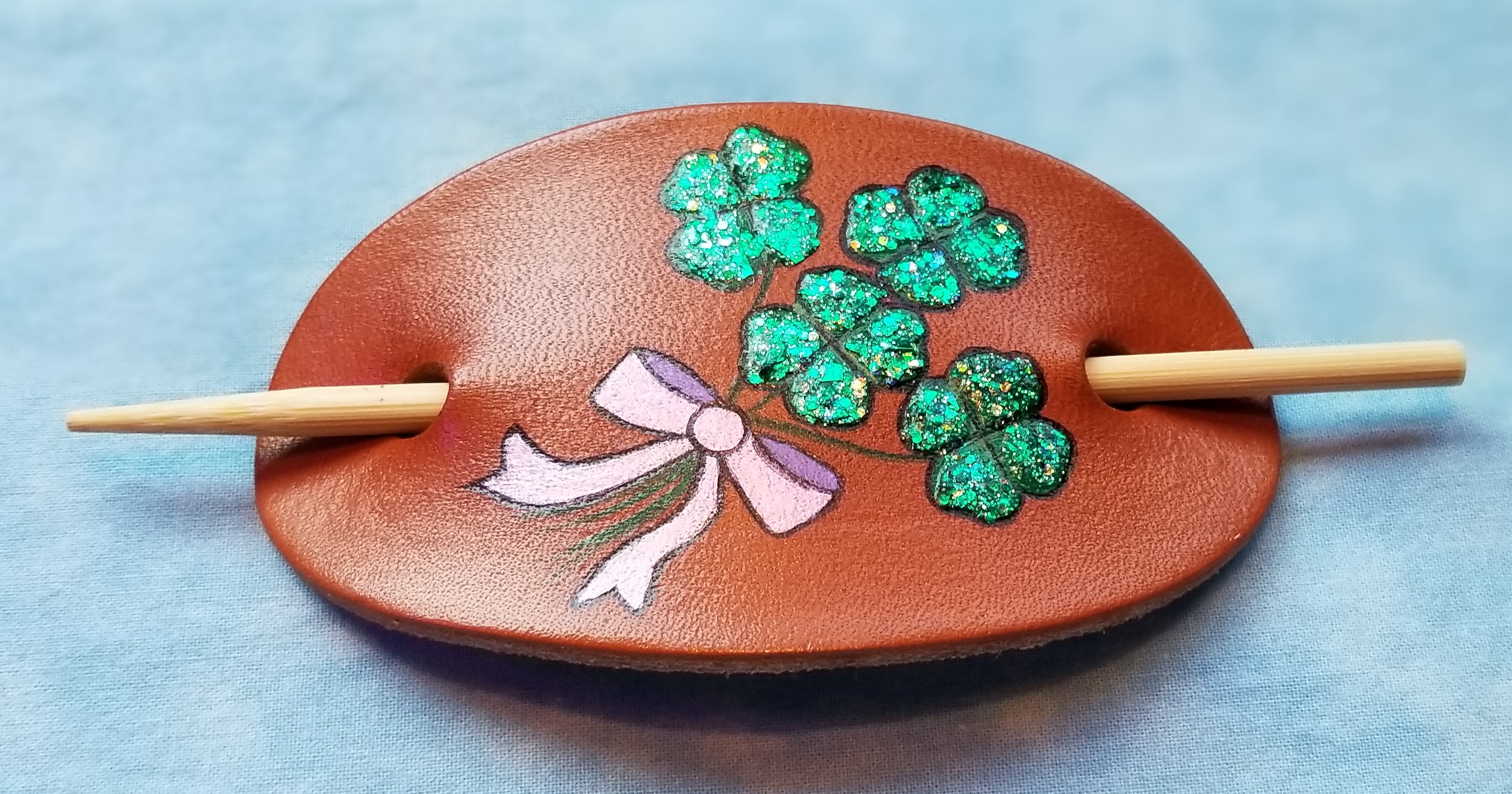 4 Leaf Bouquet Leather Hair Barrettes