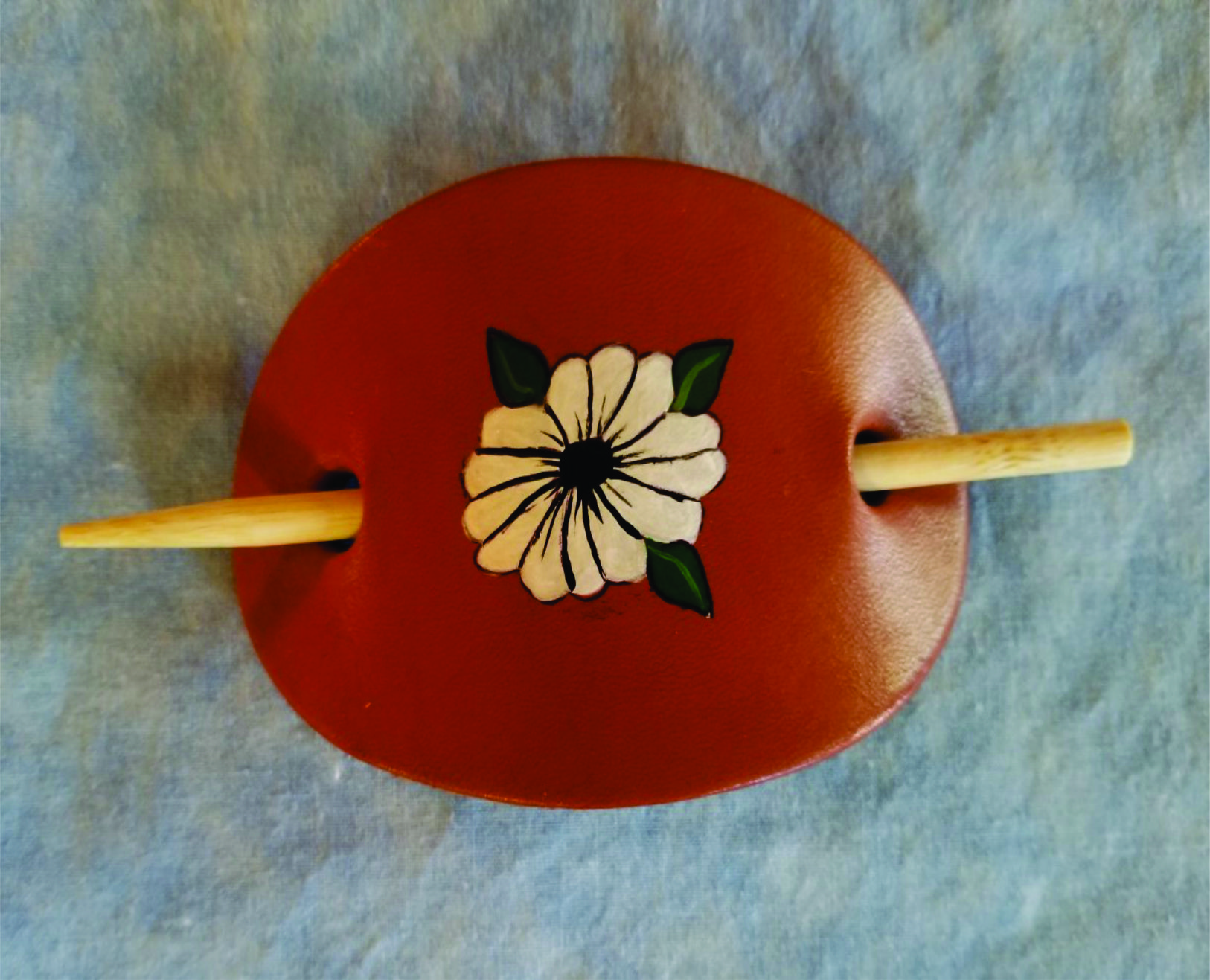 Daisy Leather Hair Barrettes