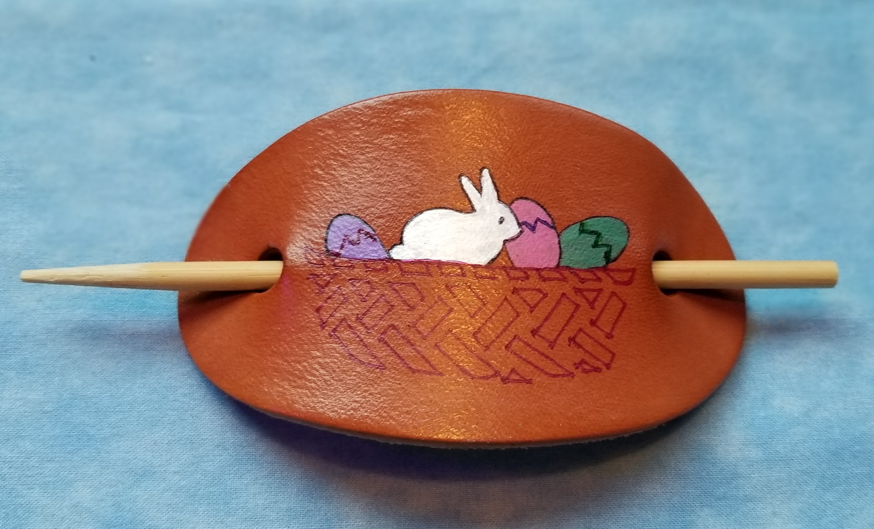 Easter Basket  Leather Hair Barrettes