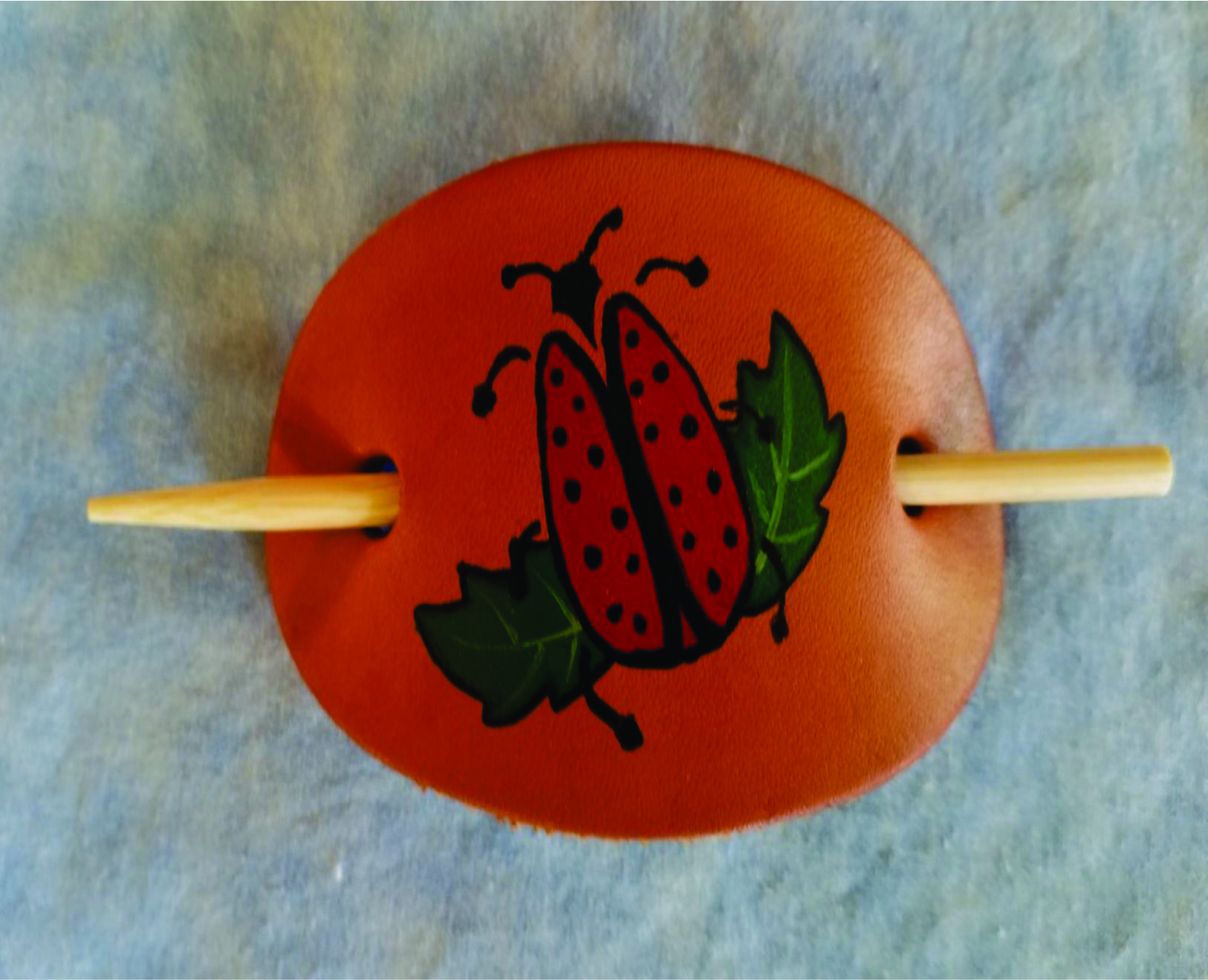 Ladybug  Leather Hair Barrettes