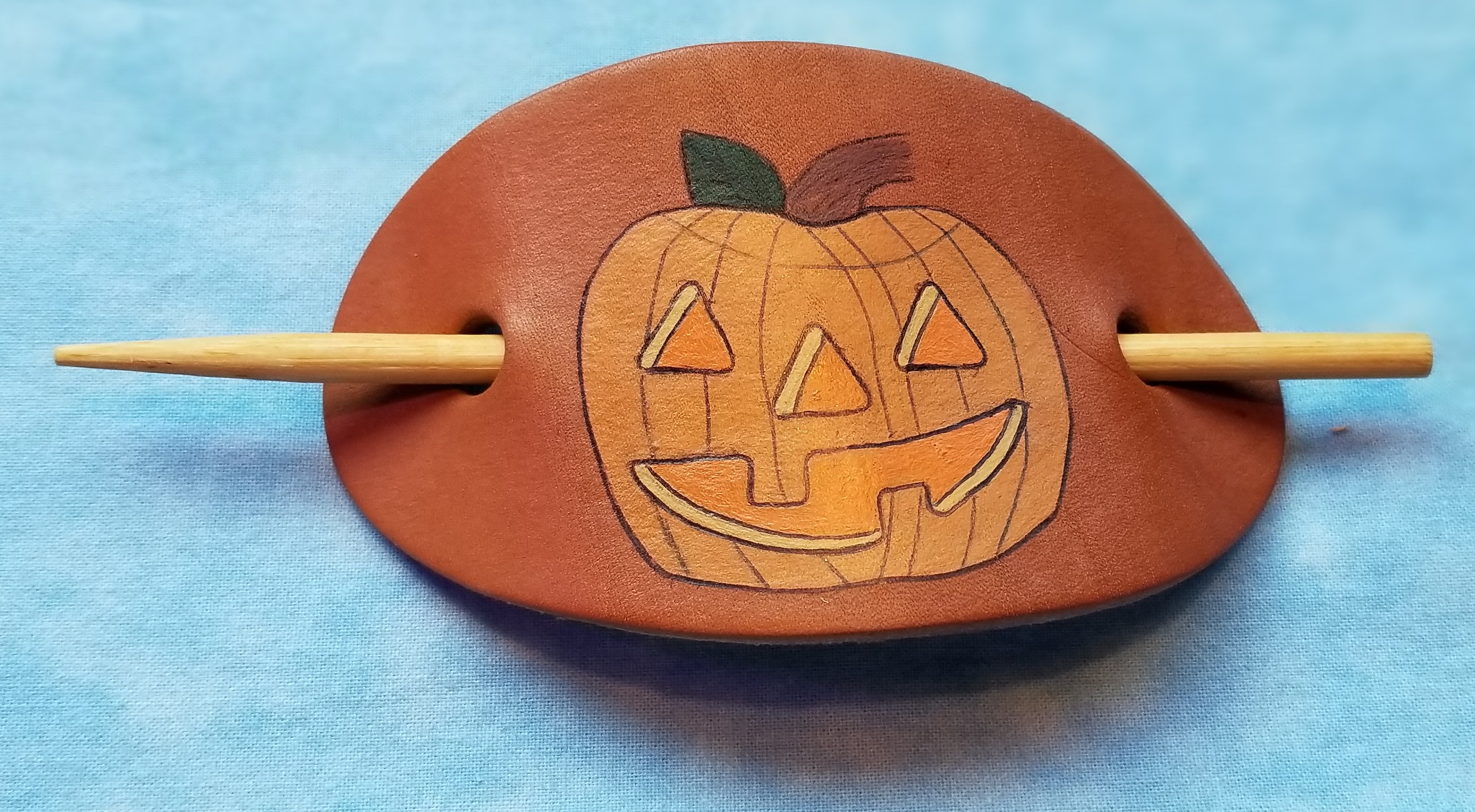 Pumpkin Leather Hair Barrettes