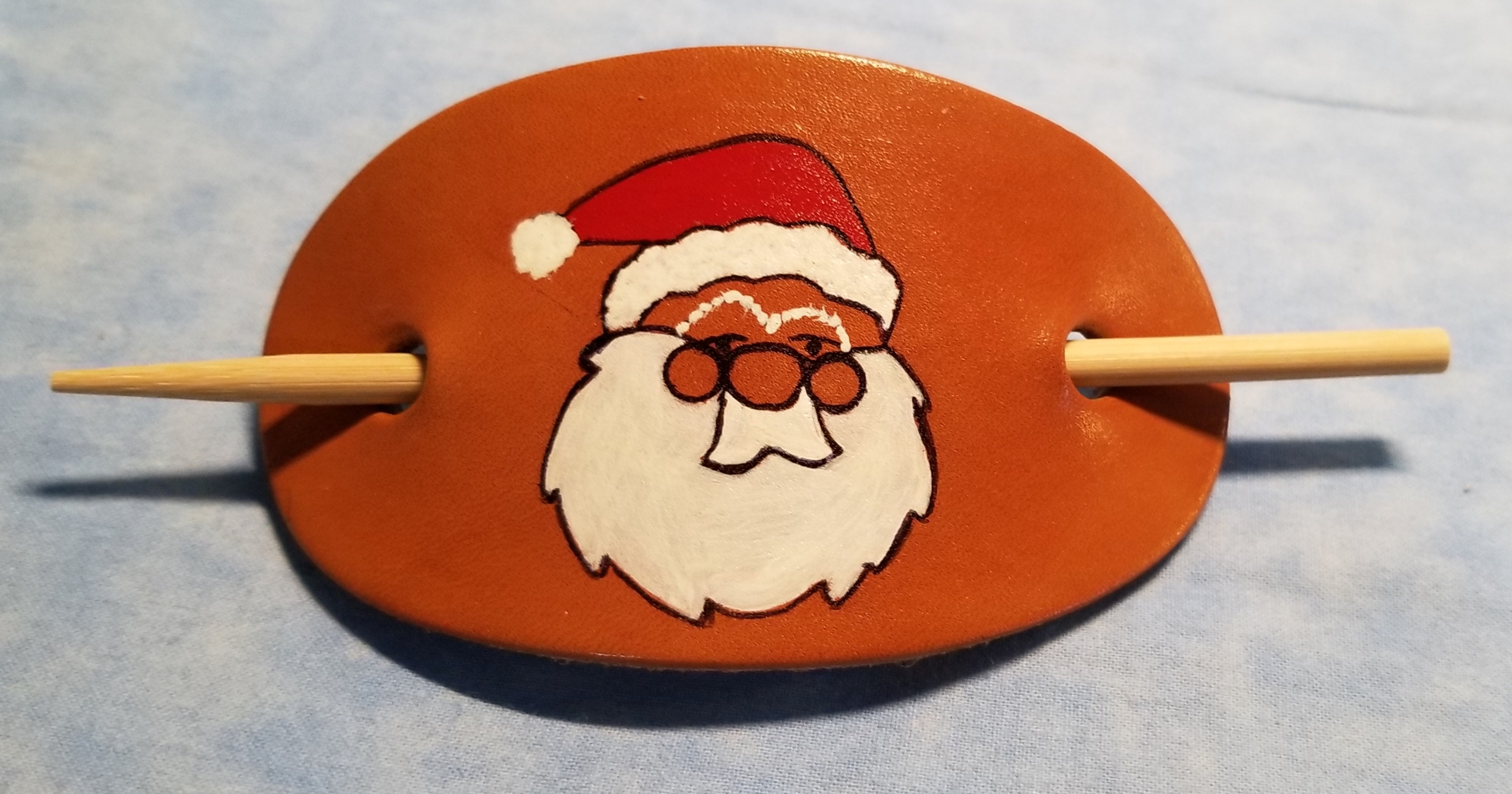 Santa Leather Hair Barrettes