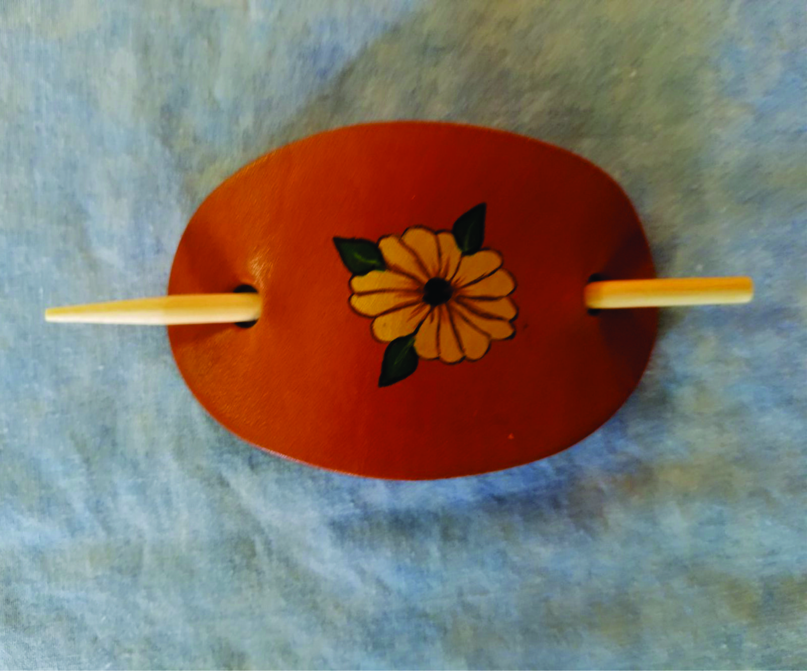 Sunflower Leather Hair Barrettes