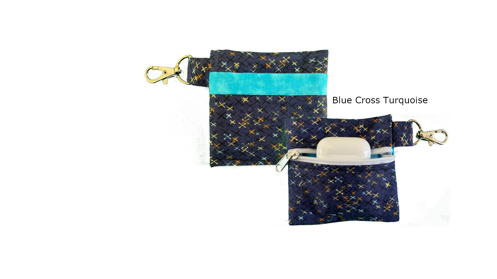 Blue Cross Turquoise Keychain Pouch