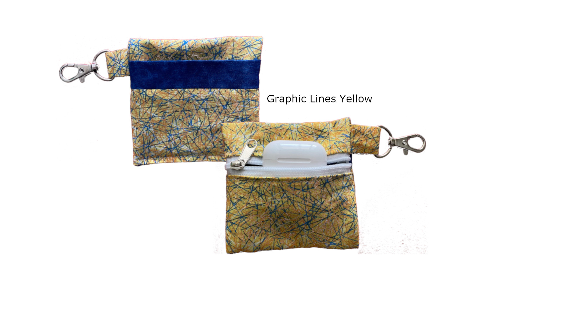 Graphic Lines Yellow Keychain Pouch