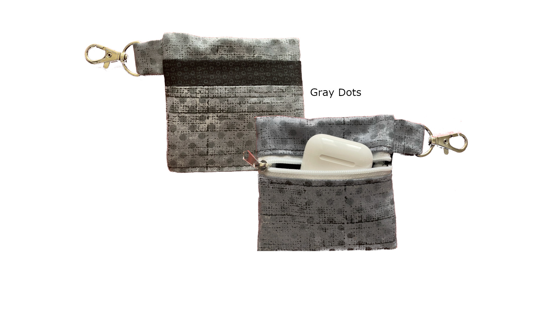 Gray Dots Keychain Pouch